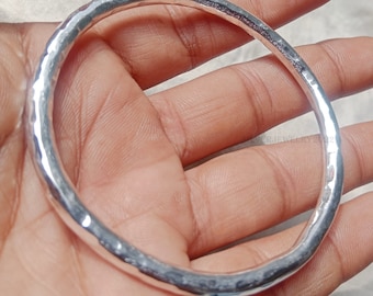 Hammered Wide Bangle Bracelets, Chunky Bracelets, Solid 925 Sterling Silver Bangles Bracelets, Heavy 5 mm Hammer Bangle, 14 Gauge Wire Bangle