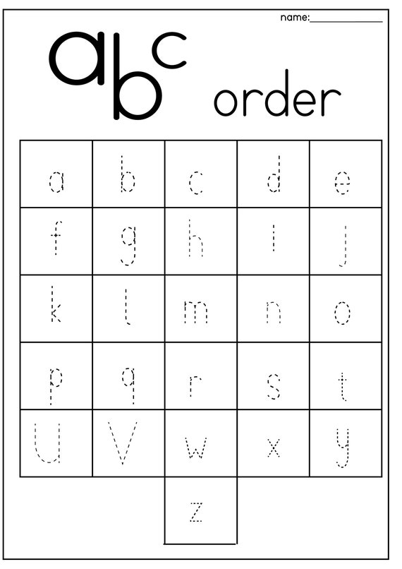 6 枚の印刷可能な ABC 順序ワークマット/ワークシート。幼稚園児
