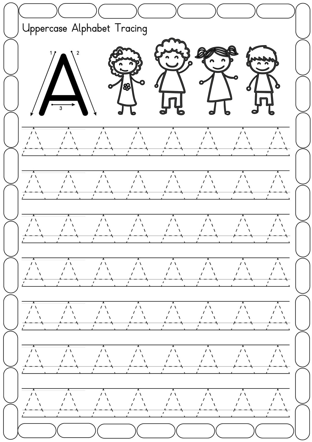 Alphabet Tracing/26 Printable Uppercase Alphabet Tracing Worksheets