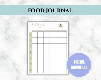 Journal alimentaire hebdomadaire, journal alimentaire d'entretiens personnels, repas, collation, boisson PDF imprimable, journal alimentaire en téléchargement numérique, suivi de la santé, suivi des aliments