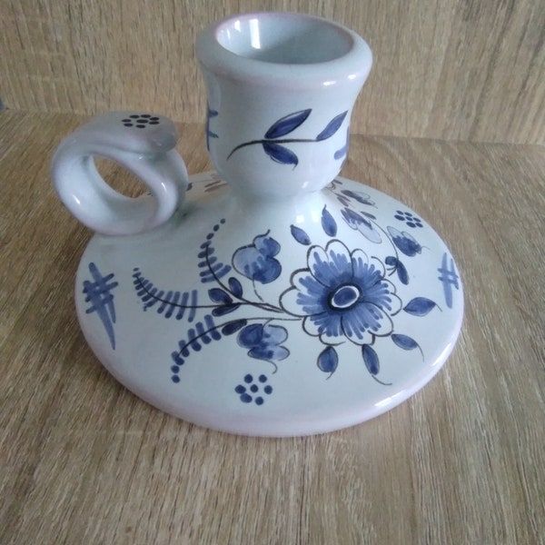 Ceramic candle holder with handle, candle holder, ceramic, vintage