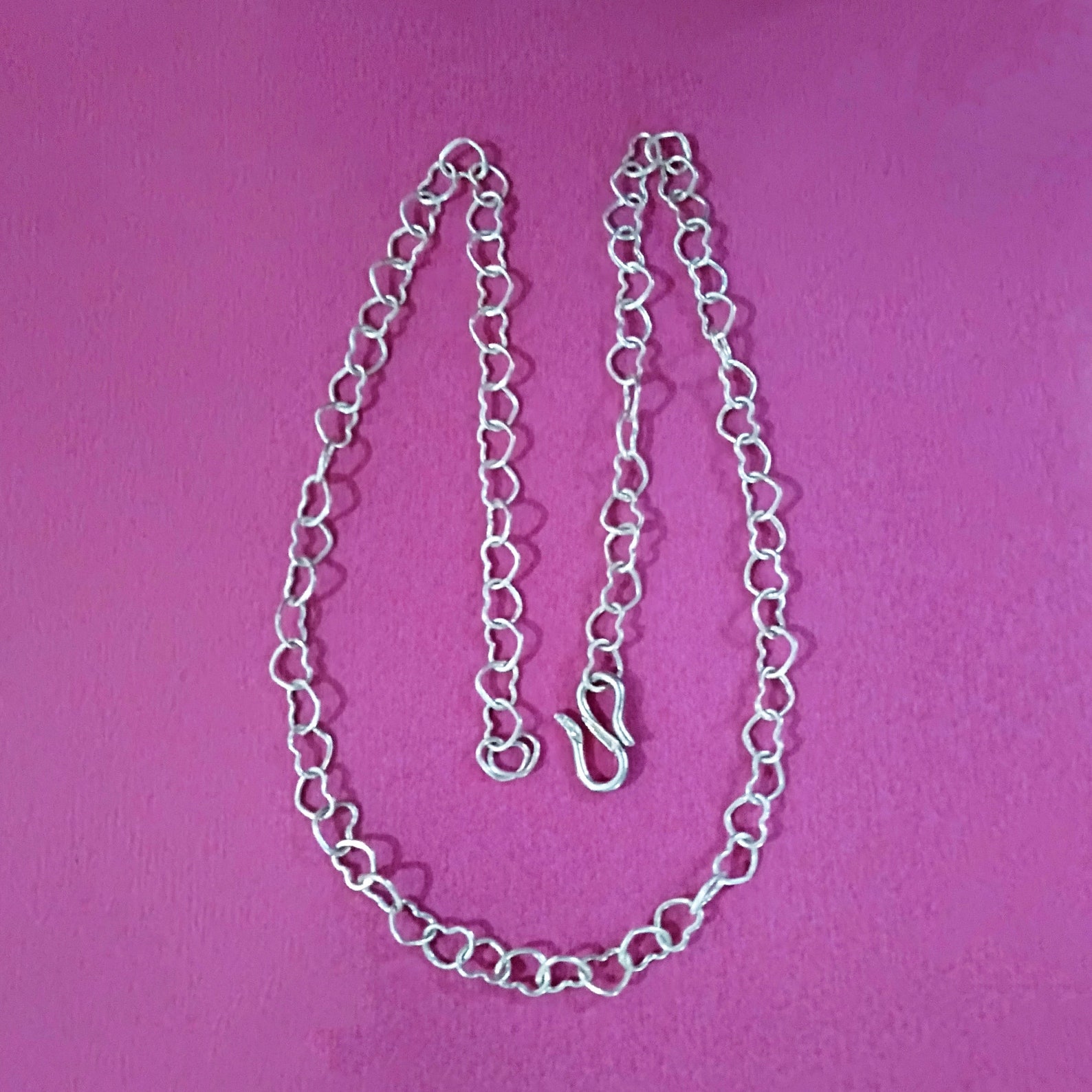 925 Sterling Silver Heart Link Chain Necklace, Dainty Heart Chain