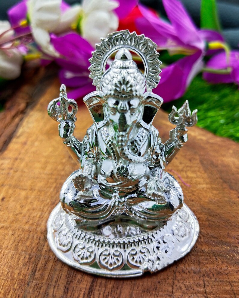 925 Silver Ganesh Laxmi Idols, Indian Goddess Laxmi Ganesh Statue