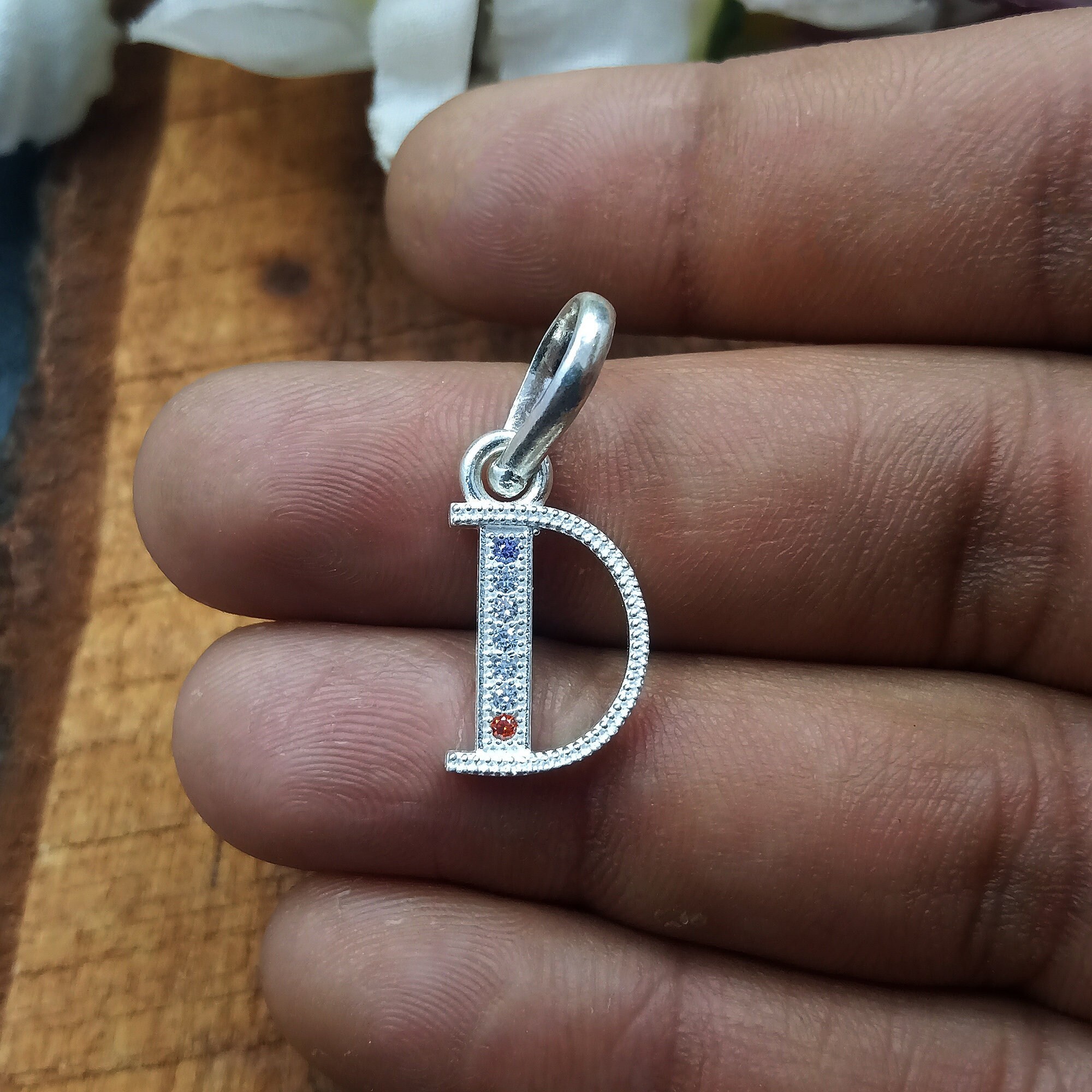 925 Sterling Silver Capital Initial Charm Letter D Pendant