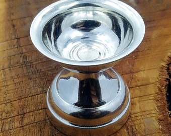 Solid Silver Round Diya, Indian Puja Oil Lamp, Silver Pooja Articles, Home Temple Utensils, Best Gifting Puja Article, For Festival