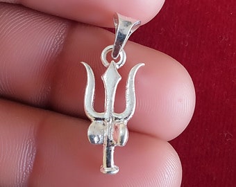 Handmade Silver Hindu Idol Lord Shiva Trident/Trishul Pendant Amulet, Shiva Pendant, Unisex Pendant, Religious Gift Ideas