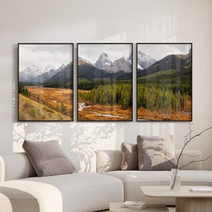 Printable 3 Piece Mountain Landscape, Canada Wall Art, Autumn Photography, Nature Triptych Digital Print