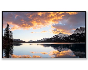 Impression numérique Gap Lake Panorama, téléchargement paysage de Canmore, art mural montagne imprimable