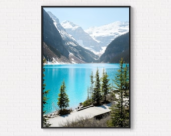 Lake Louise Digital Print, Canadian Landscape Photography Download, Printable Mountain Wall Art