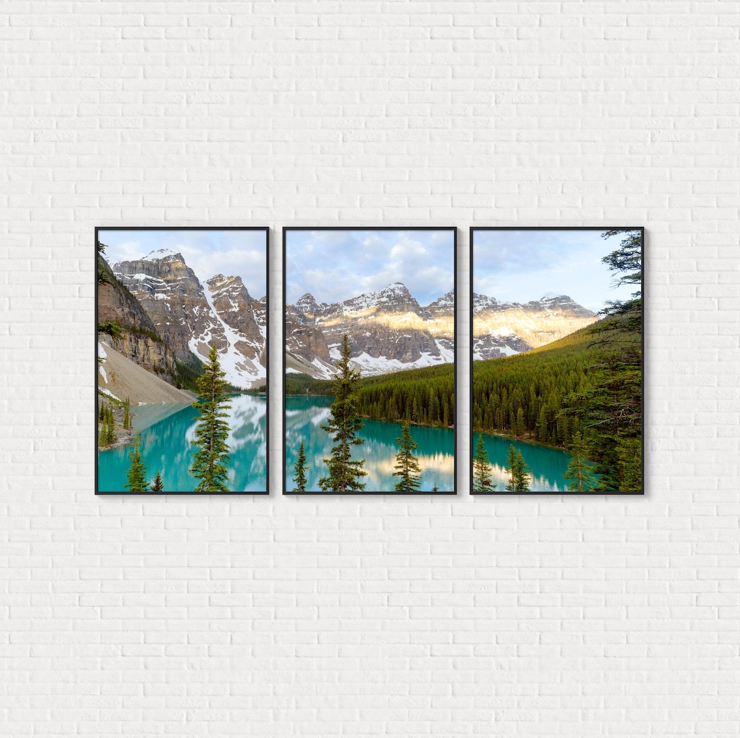 Moraine Lake Printable 3 Piece Wall Art, Digital Banff Photography ...