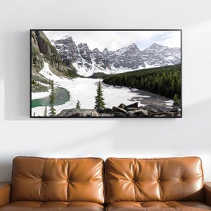 Moraine Lake Panorama Digital Print, Banff Landscape Photography Download, Printable Panoramic Mountain Wall Art