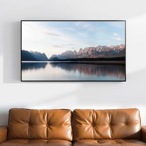 Mountain Panorama Printable, Long Landscape Download, Rustic Wall Art, Alberta Canada, Sunset Photography, Digital Nature Print