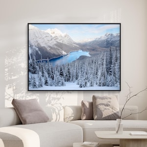 Peyto Lake Printable Wall Art, Digital Download, Icefields Parkways, Winter Landscape, Banff Photography, Rustic Mountain Art
