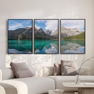 Emerald Lake Printable Triptych / Canada Landscape Photography / 3 Piece Digital Print / Summer Nature Photo Download