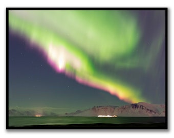 Northern Lights Digital Print, Download Aurora Borealis Photography, Printable Iceland Wall Art