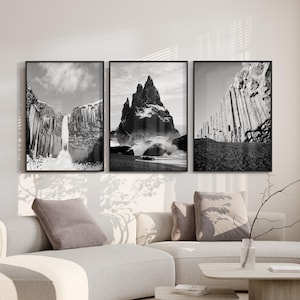 Printable Set of 3 Iceland Wall Art, Black & White Photography Digital Prints, Iceland 3 Piece Wall Art Download