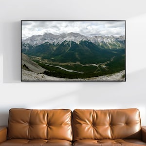 Mountain Range Panorama Digital Print, Landscape Photography, Alberta Canada, Printable Nature Wall Art, Panoramic Download