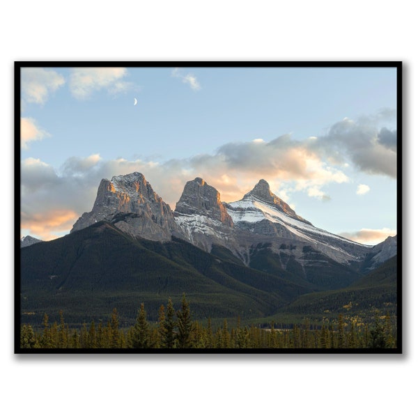 Impression numérique de paysage de trois soeurs, photographie de montagne de Canmore, art mural imprimable de paysage