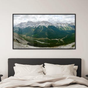 Mountain Range Panorama Digital Print, Landscape Photography, Alberta Canada, Printable Nature Wall Art, Panoramic Download