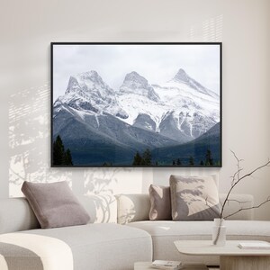 Three Sisters Mountain Landscape Digital Print, Download Canmore Landscape Photography, Printable Wall Art