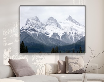 Three Sisters Mountain Landscape Digital Print, Download Canmore Landscape Photography, Printable Wall Art