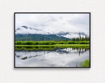 Banff Landscape Printable Wall Art / Vermilion Lakes Banff National Park / Canada Nature Photography Digital Print / Mountain Lake Photo