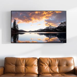 Printable Mountain Panorama Landscape, Alberta Canada Wall Art, Panoramic Photography Digital Download