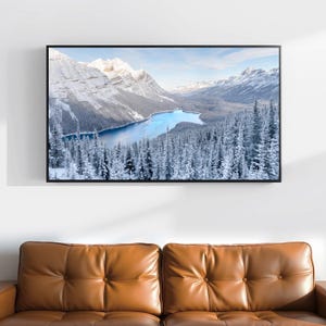 Winter Panorama Printable, Digital Canada Landscape Photography, Peyto Lake Print, Panoramic Wall Art Download
