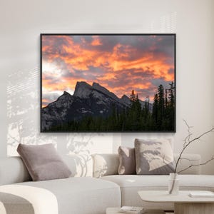 Rundle Mountain Digital Print, Banff National Park, Printable Travel Wall Art, Alberta Canada, Digital Rustic Landscape Print