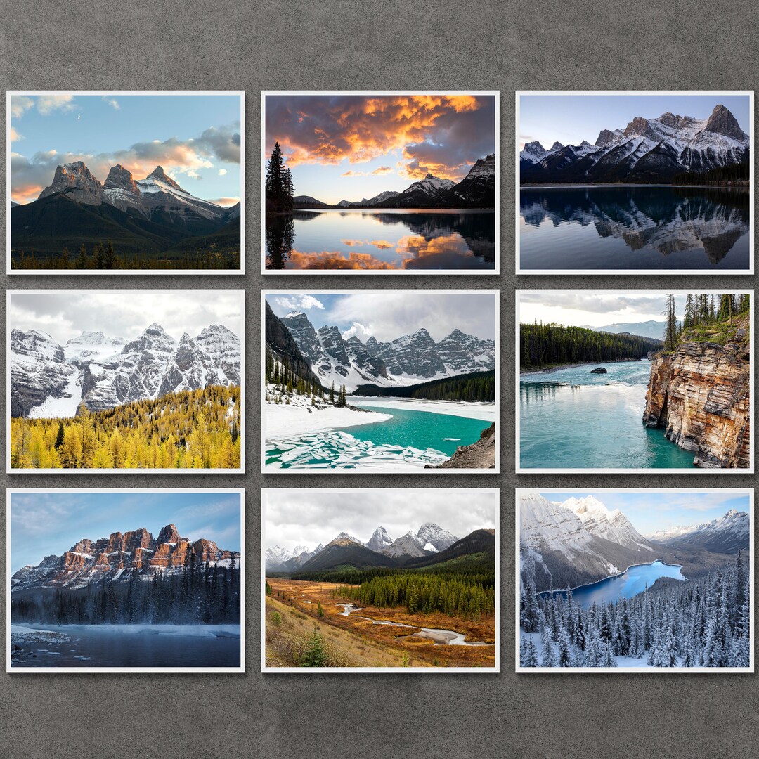 Canadian Rockies Set of 9 Printable Wall Art, Digital Landscape ...