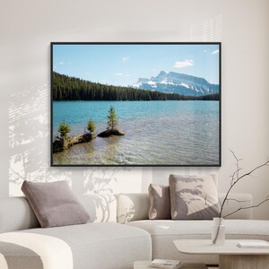 Two Jack Lake Digital Print, Rundle Mountain Landscape Download, Printable Canadian Rockies Wall Art