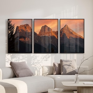 Three Sisters 3 Piece Digital Download, Printable Canmore Landscape, Alberta Mountain Wall Art