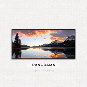 Printable Mountain Panorama Landscape, Alberta Canada Wall Art, Panoramic Photography Digital Download