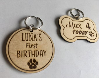 PERSONALISED Dog Name & Age BIRTHDAY Tag Badge Puppy Pet SAMEDAY Dispatch