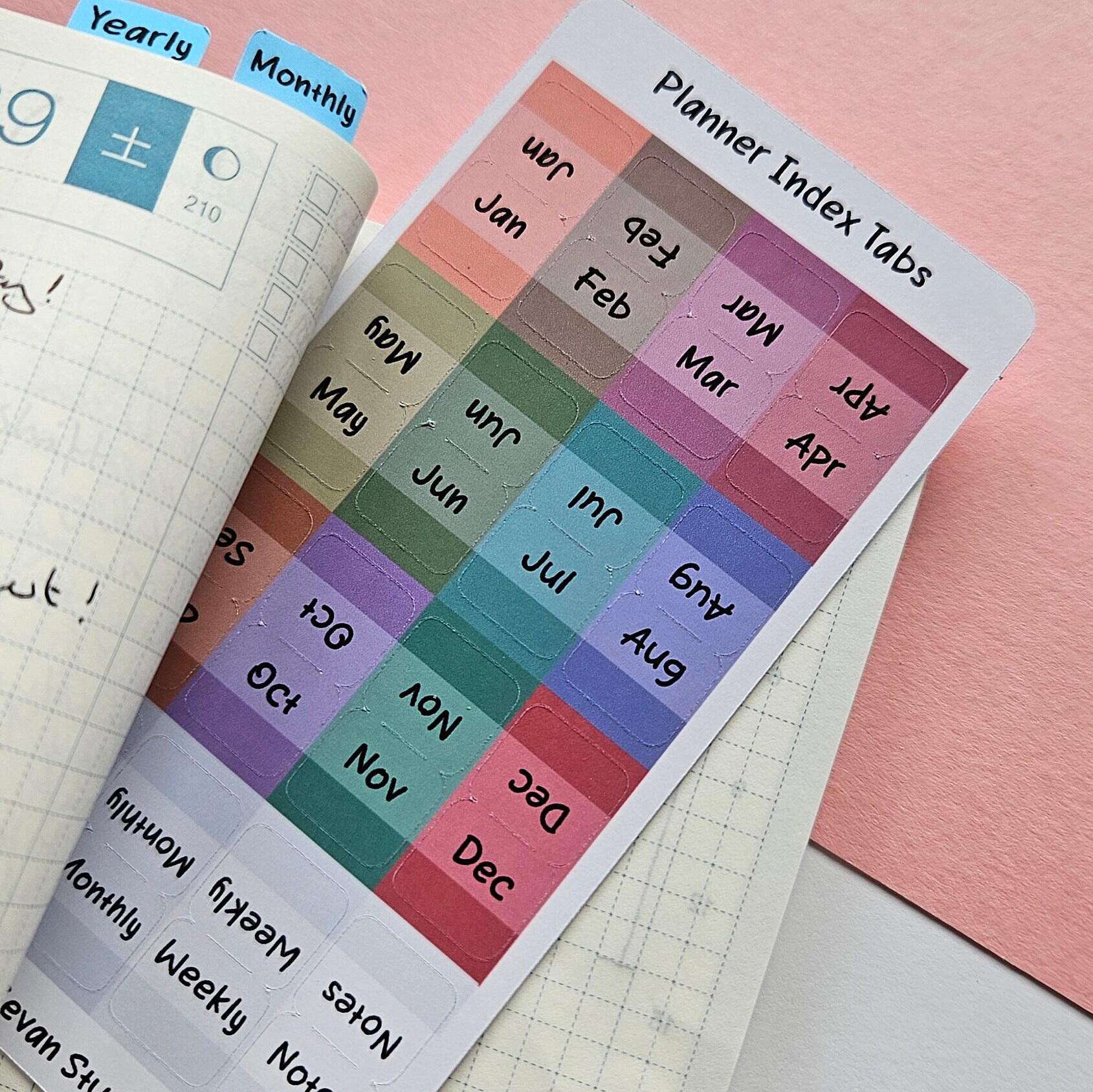 Hobonichi Colours Cute Planner Tab Index Stickers Sheet Etsy