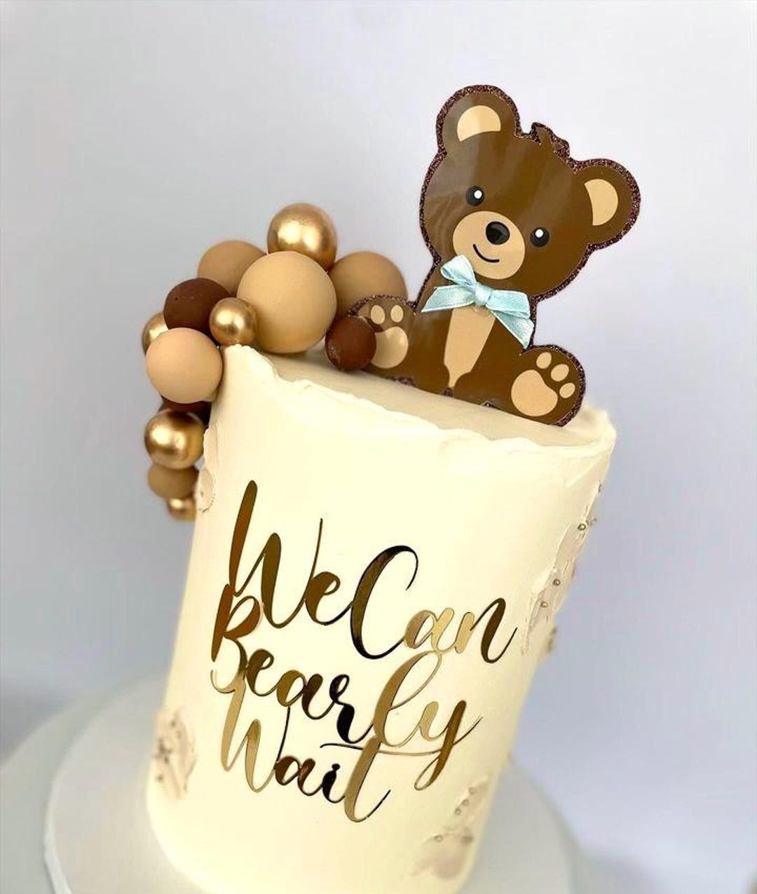 We Can Bearly Wait Cake Topper Charm and Teddy Bear, New Baby, Baby ...