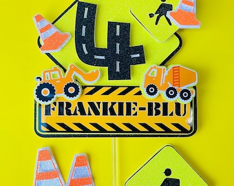 Construction Digger Truck Builders Cake Topper Set