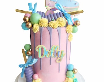 Pastel Personalised Roller Skate Cake Topper Set, Rollerblade Topper, Rollerblade Disco Party, Rollerskate cake topper
