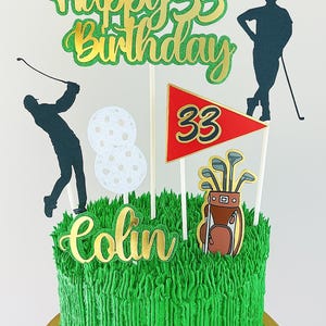 Golf Theme Personalised Cake Topper Set