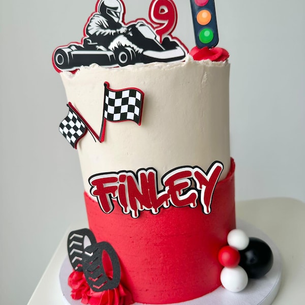 Go Karting Personalised Cake Topper Set, Go Kart Cake Topper, Car Racing Birthday
