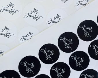 His and Her Favourite Wedding Stickers, Sweetcones stickers, wedding favour stickers, wedding season, black and white wedding stickers