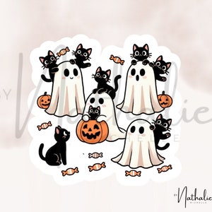 Sticker sticker herfst gezellig seizoen Hallo herfst herfst ghost boo pompoen schattige katten Halloween waterfles laptop plakboek bullet journal