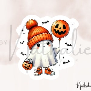 Sticker sticker herfst gezellig seizoen spookhoed boo pompoen schattige ballon halloween vleermuis waterfles laptop plakboek opsommingsteken dagboek