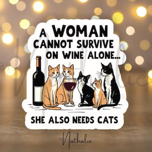 Adesivo vino rosso e gatti gatto amore mamma miagolio fusa divertente serotonina booster gattini impermeabile Kindle Laptop Scrapbook Bullet Journal