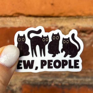 Sticker Sticker nieuwe mensen zwarte kat grappige Cat Life Lover anti-sociale mensen zuigen Kindle Laptop Scrapbook Bullet Journal sarcastisch