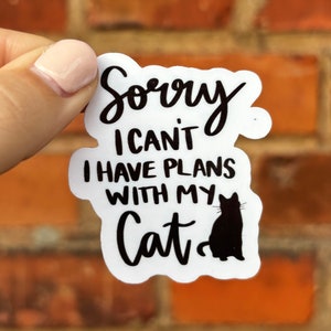 Aufkleber Sticker sorry I can't I have plans with my cat anti social cat mom humans suck anxious cute Kindle Laptop Scrapbook Bullet Journal