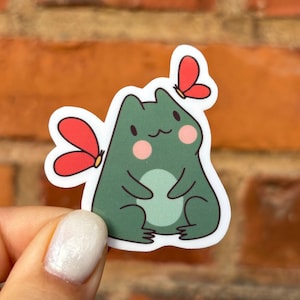 Aufkleber Sticker Frosch Frösche love Schmetterling cute kawaii happy smile happiness  Wasserflasche Laptop Scrapbook Bullet Journal Kindle