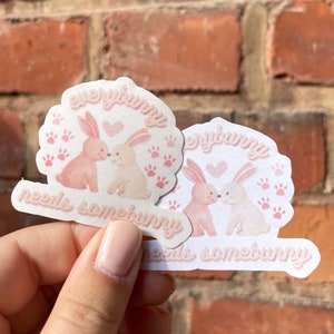 Aufkleber Sticker everybunny needs somebunny Hase Häschen Kaninchen tierlieb Hasenpfote Herz Wasserflasche Laptop Scrapbook Bullet Journal
