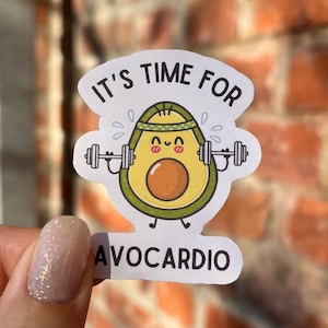 Aufkleber Sticker Avocado Avocardio Sport Fitness Hanteln Stirnband Workout Cardio Gewichte Wasserflasche Laptop Scrapbook Bullet Journal