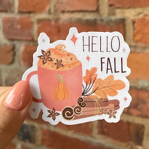 Adesivo adesivo impermeabile autunno tempo autunnale stagione accogliente Ciao autunno Ciao autunno tè alla cannella bottiglia d'acqua laptop scrapbook bullet journal